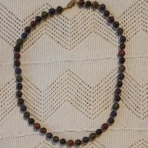 VINTAGE Dichroic Knotted Glass Bead Necklace 24" Artisan  Bohemian